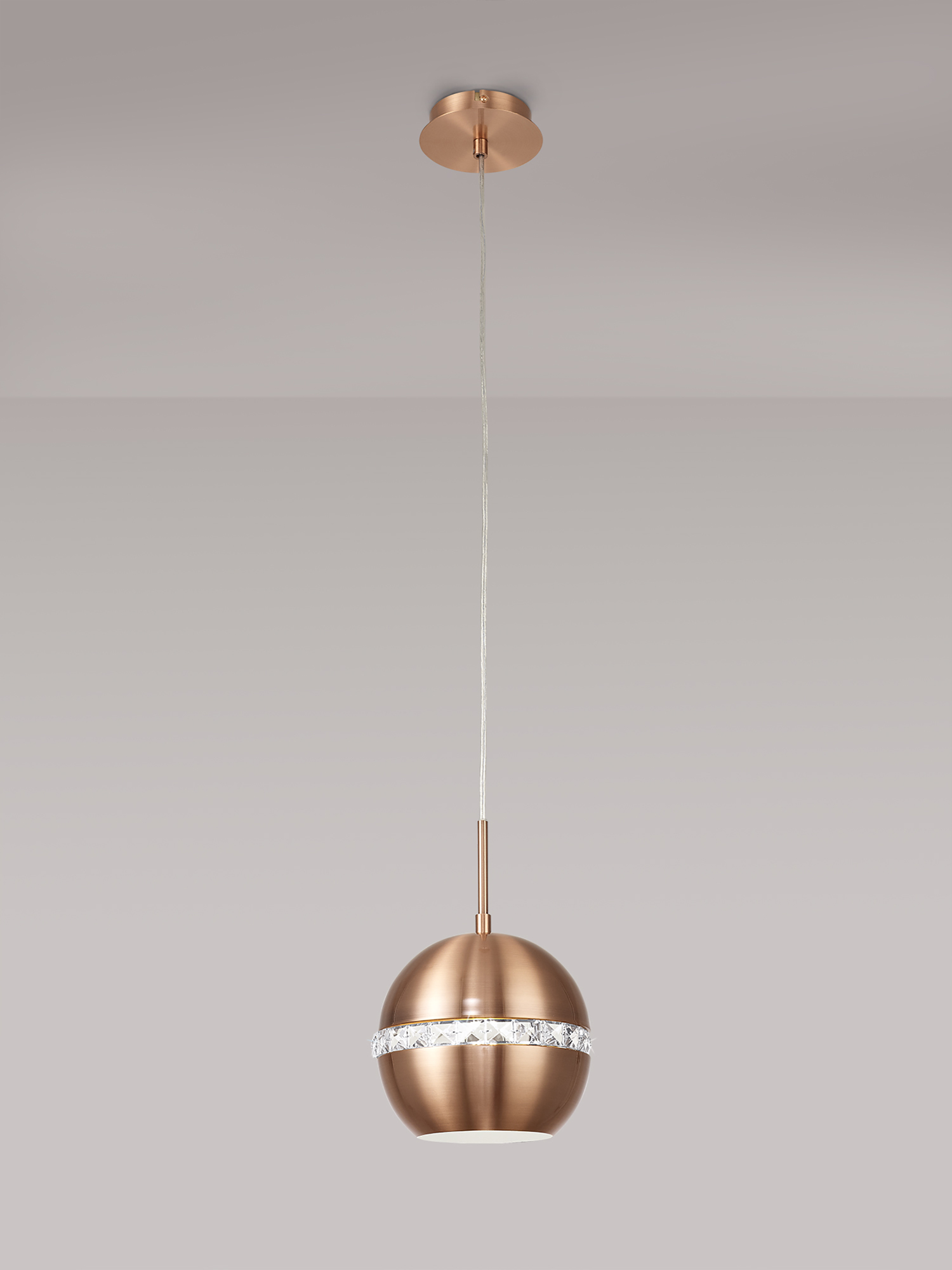 IL31610  Andrea Crystal Pendant 1 Light Satin Copper